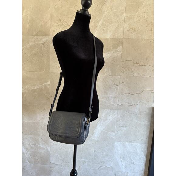 J.Crew Signet Flap Crossbody Bag – Minimalist Dark Grey Pebbled Italian Leather - Picture 2 of 12